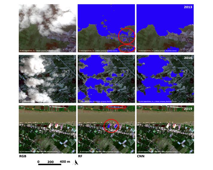 False color, RF and CNN plots
