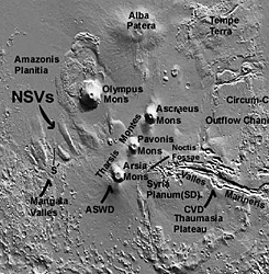 Map of Mars and Valles Marineris